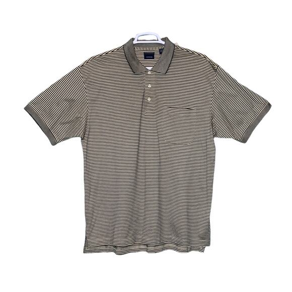 Izod black cream stripes short sleeves polo shirt size XL - Picture 1 of 5